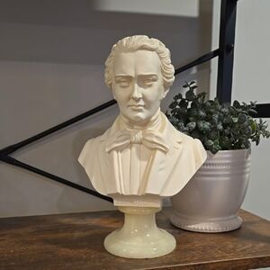 Vintage Franz  Schubert Molded Plaster Bust By Alfo Giannelli Italian Alabaster